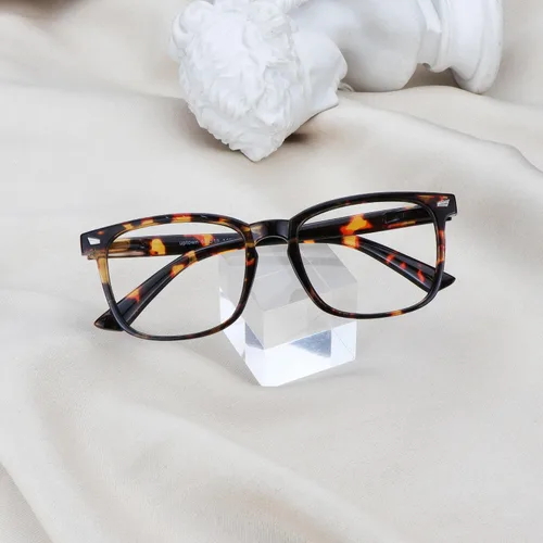Vista 4 de Lentes cuadrados vintage con bloqueo de luz azul, antifatiga ocular, filtro UV, para computadora, lentes anti-luz azul para hombres y mujeres Ámbar