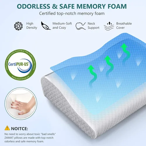 Vista 25 de ZAMAT Almohada de espuma viscoelástica para aliviar el dolor de cuello, almohada cervical ergonómica ajustable para dormir, almohada ortopédica