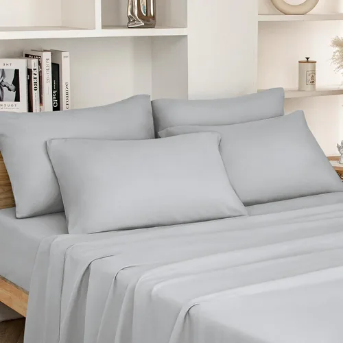 Vista 14 de HOMEIDEAS Sábanas de cama tamaño completo – Juego de 6 piezas (azul aguamarina) – Sábanas de ropa de cama de microfibra cepillada extra suave