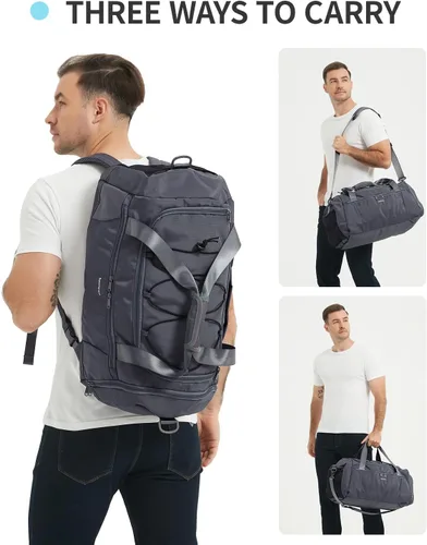 Vista 8 de Sportsnew Bolsa de gimnasio para mujeres y hombres con compartimento para zapatos y bolsillo húmedo, bolsa de deporte con soporte para esterilla