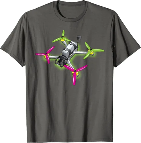Vista 89 de Freestyle FPV Racing Drone Pilot Acro Quadcopter - Camiseta de sandía, Negro, S