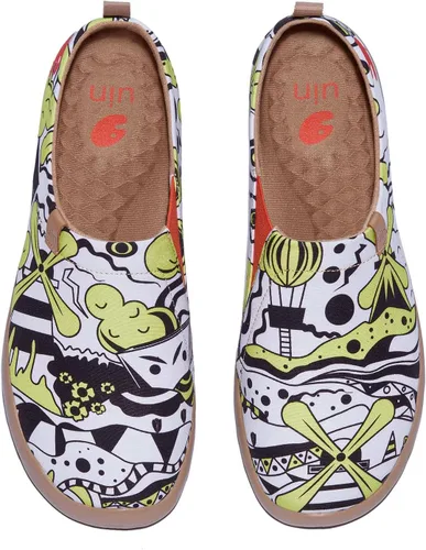 Vista 99 de UIN Zapatos de viaje para caminar para hombre, sin cordones, de lona, informales, ligeros, cómodos y modernos, diseño de perritos felices Ahhhhh