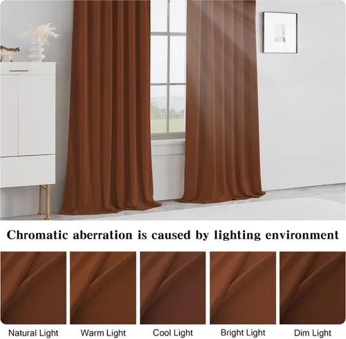 Vista 7 de MUMFAS Cortinas con pestaña trasera naranja tostado 52x63 2 paneles