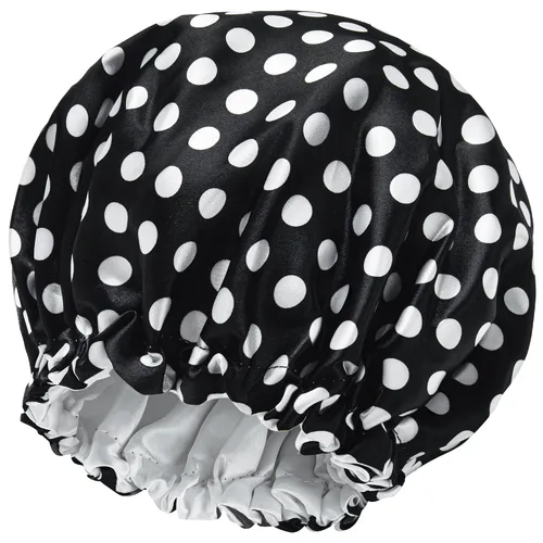 Vista 11 de Gorro de satén de seda para dormir, gorro de satén para dormir, gorro de satén para dormir para cabello natural y rizado (negro y verde negruzco)