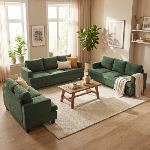 Vista 36 de Fiona's magic Juego de sofá de 6 plazas, juego de 3 piezas cómodo sofá con otomán, sofá de asientos profundos para sala de estar, sofá cama moderno