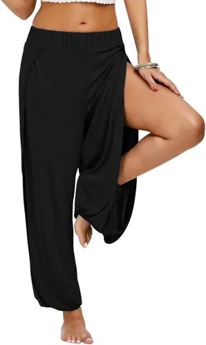 Vista 3 de PACBREEZE - Pantalones de yoga harem para mujer con hendidura lateral para entrenamiento