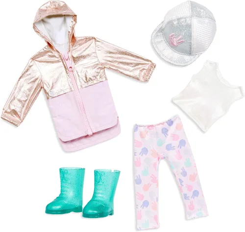 Vista 10 de Glitter Girls – Ropa para Muñeca de 14 Pulgadas – Conjunto de Volantes y Plisados para Guapas – Chaqueta Arcoíris, Falda, Sombrero y Zapatos