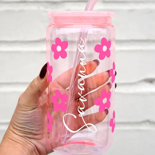 Vista 3 de Sip Sip Hooray - Vaso personalizado con nombre y margarita, regalo para mujeres, profesores, damas de honor, cumpleaños, mamá, San Valentín