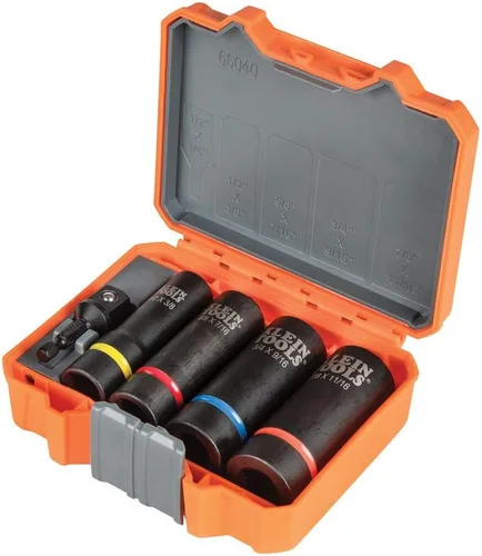 Vista 2 de Klein Tools Juego de llaves de impacto (5 piezas) + enchufe de impacto ranurado (3/4 y 9/16 pulgadas)