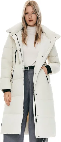 Vista 9 de Orolay Chaqueta de Plumón Larga Engrosada para Mujer, Abrigo de Plumón de Invierno, Chaqueta Acolchada con Capucha y Cremallera Lateral Índigo
