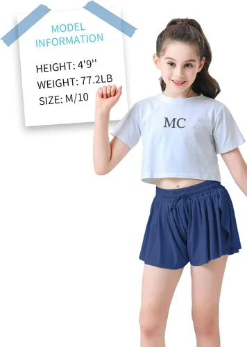 Vista 5 de Pantalones cortos fluidos de mariposa para niñas, pantalones cortos deportivos para niños pequeños, faldas de tenis 2 en 1, pantalones cortos