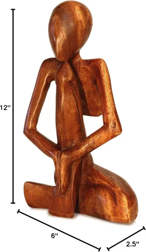 Vista 5 de G6 Collection Escultura abstracta de 12 pulgadas, arte hecho a mano de madera – Hombre rezando – Estatua para decoración del hogar, decoración