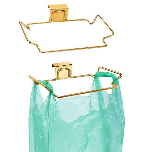 Vista 9 de Soporte Grande de Acero Inoxidable para Bolsas de Basura para Puertas y Armarios de Cocina, Negro