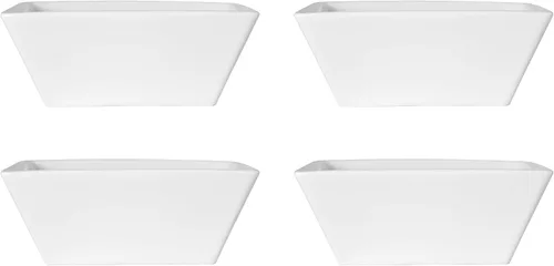 Vista 5 de Mikasa Square Delray - Juego de vajilla de porcelana de hueso de 16 piezas, servicio para 4, color blanco