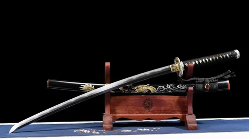 Vista 3 de Koubuse-tsukuri - Espada katana dorada hecha a mano, espada samurái japonesa real (espada completa), Catanas Japonesas Reales