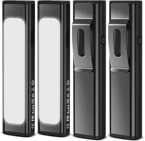 Vista 9 de Linterna plana EDC recargable, 1200 lúmenes USB-C (naranja, 1 unidad) Linterna de bolsillo con clip, 9 modos de luz magnética impermeable pequeña