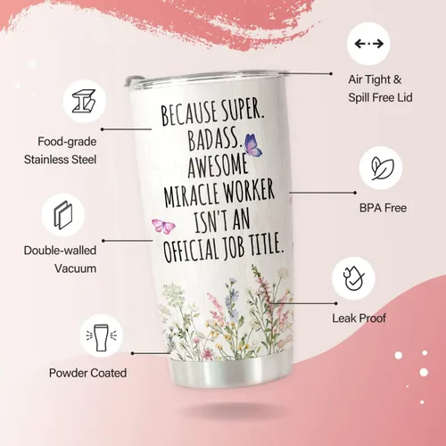 Vista 4 de regalos de Coordinador de Caos - Taza de viaje Coordinador de Caos con pajita para mamá, compañera de trabajo, jefa, gerente, empleada - Taza