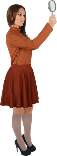 Vista 4 de Retisee Juego de 3 piezas de disfraz de Halloween para mujer, falda de patinadora, camiseta de cuello alto de manga larga y medias hasta la rodilla