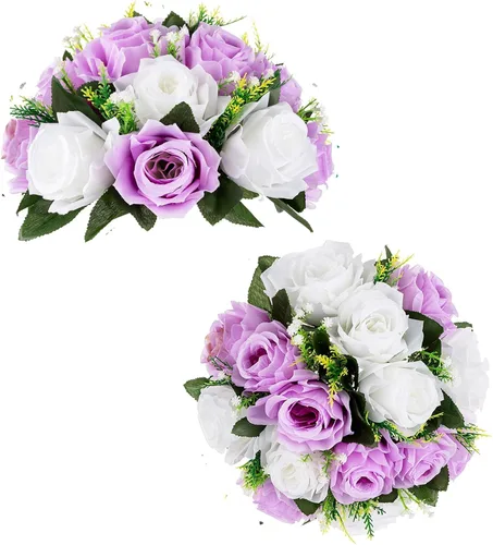 Vista 50 de BLOSMON Bolas de Flores para Bodas, Centros de Mesa de Rosas, 2 Piezas, Flores Artificiales Negras, Bolas Florales Colgantes, Decoración de Arreglos