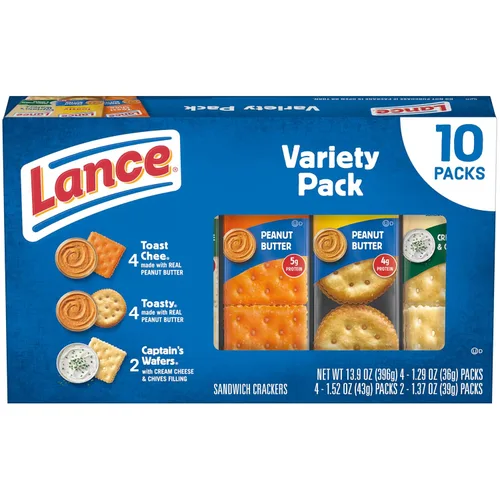 Vista 15 de Lance - Galletas saladas tipo sándwich, Captain's Wafers, paquete variado, 10 paquetes individuales, 6 sándwiches en cada uno