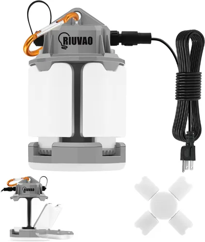 Vista 8 de Luz de trabajo temporal LED de 60W, luces de construcción súper brillantes de 9000 lm 5000K con 4 paneles de luz ajustables, luz de trabajo LED IP67