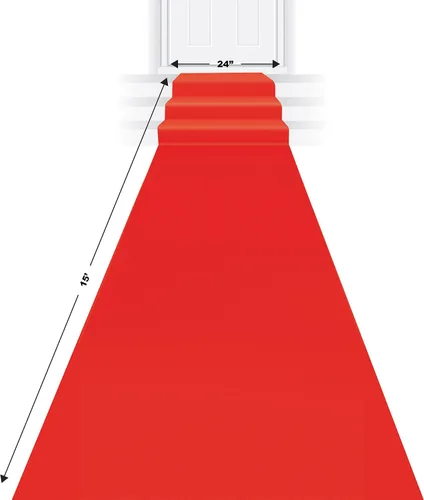 Vista 2 de Alfombra para pasillo Beistle, Rojo 24" x 15', poliéster, cinta adhesiva doble, noche de premios de cine