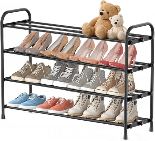 Vista 7 de INSMART Estante Organizador de Zapatos de 2 Niveles: Estante Organizador de Zapatos Ampliable y Ajustable, Estante de Almacenamiento de Zapatos