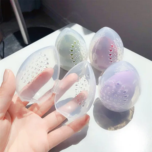 Vista 6 de Paquete de 4 esponjas de maquillaje para licuadora de belleza, estuche de viaje para secar y almacenar maquillaje esponja de base de belleza