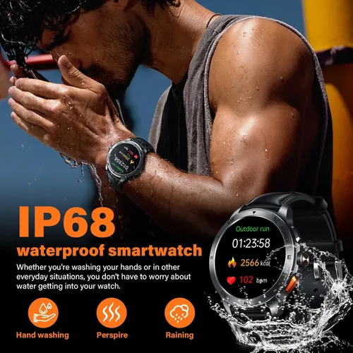 Vista 4 de Relojes inteligentes para hombre para responder/hacer llamadas, reloj AMOLED de fitness de 1.43 pulgadas con monitor de presión arterial/frecuencia