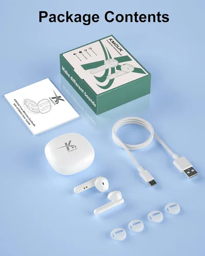 Vista 8 de KMOUK Qualcomm QCC3040 Bluetooth 5.2, auriculares impermeables IPX8, 4-Mic CVC8.0, reducción de ruido de llamada, 30 horas de reproducción
