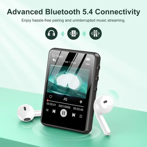 Vista 2 de Reproductor de MP3 de 128 GB - Reproductor de MP3 portátil con Bluetooth 5.3, reproductor de música portátil con radio FM, grabadora de voz