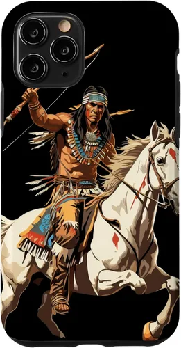 Vista 29 de Funda para iPhone 16 nativo americano jefe indio caballero guerrero Cherokee
