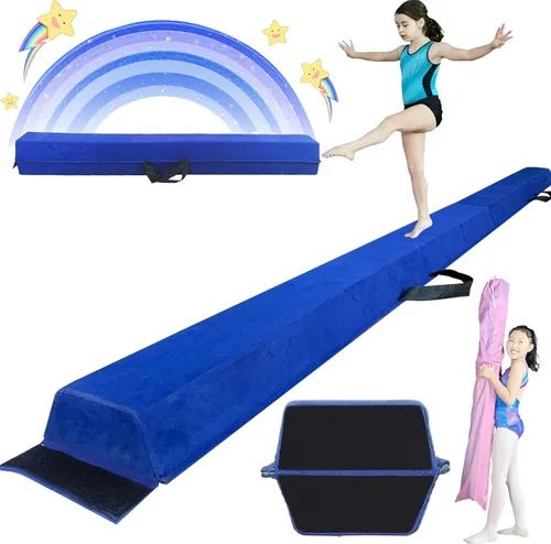 Vista 10 de Viga de equilibrio plegable de 6 pies/9 pies para niños de 3 a 15 años - Viga de suelo de gimnasia plegable, antideslizante, bolsa de transporte
