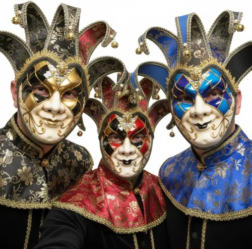 Vista 3 de Cara completa bufón Joker veneciano mascarada carnaval máscara Mardi Gras