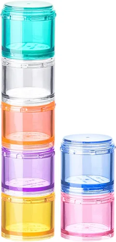 Vista 7 de Organizador de píldoras apilable, estuche de píldoras de viaje de 7 días, pastillero para bolsillo, contenedor portátil de vitaminas y medicamentos