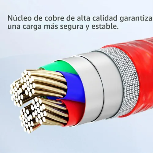 Vista 5 de Cable de carga múltiple 3 en 1, paquete de 2 cables USB de nailon trenzado