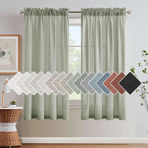 Vista 54 de H.VERSAILTEX Cortinas texturizadas de lino con filtro de luz para sala de estar, tratamiento de ventanas, cortinas naturales y duraderas