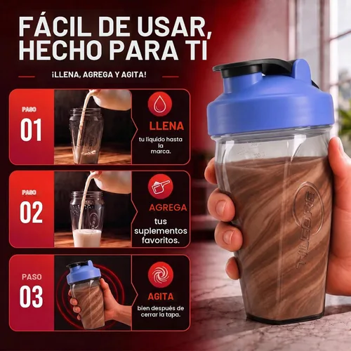 Vista 9 de Vortex - Botella mezcladora de proteínas de 24 onzas / 23.7 fl oz, taza agitadora prémium sin BPA para batidos y batidos de proteínas, a prueba