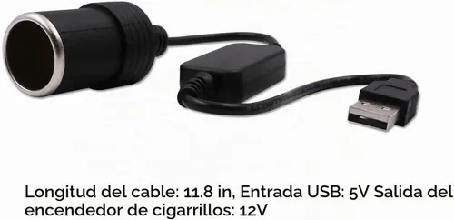 Vista 2 de Cable convertidor USB A macho a 12 V para encendedor de cigarrillos de coche, enchufe hembra, paquete de 2 Adaptador de enchufe USB A a 12V hembra