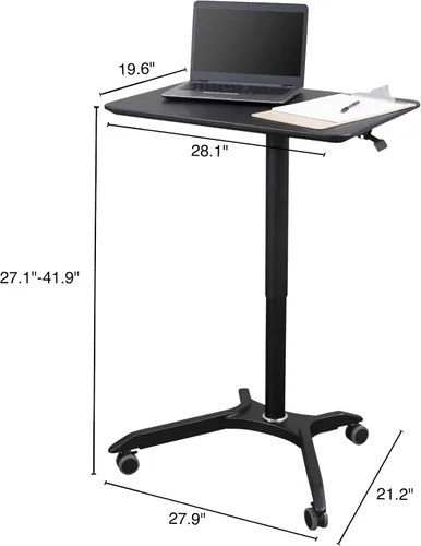 Vista 3 de Stand Up Desk Store - Carrito de escritorio neumático, de altura ajustable, con ruedas para computadora portátil, de pie