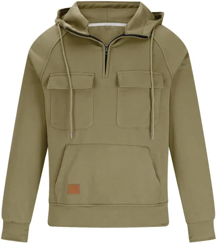 Vista 3 de DOLKFU Hoodies for Men Quarter Zip Cargo Long Sleeve Pullover Sweatshirts Loose Fit Casual Tactical Sweatshirt with Pocket