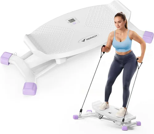 Vista 10 de MERACH Balance Board for Adults, Rocking Stepper with Resistance Bands, Portable Wobble Board Featuring LCD Monitor, 300 lbs Capacity Ski Balance