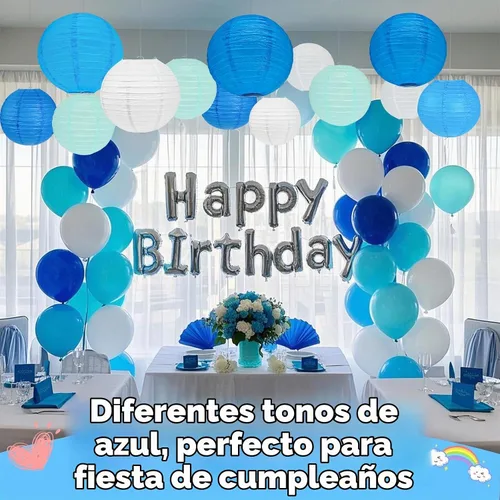 Vista 7 de Faroles de papel azules, 12 piezas de 6 a 12 pulgadas redondas para colgar decoraciones de fiesta