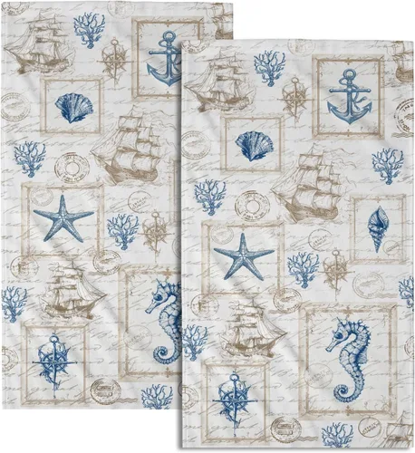 Vista 21 de Giwawa Juego de 2 toallas de mano vintage con diseño de oso y ciervo, diseño de alce y árbol, toalla de cara súper suave para baño, cocina, hombre