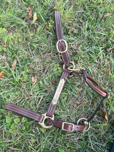 Vista 7 de Leaders - Cabestro de cuero para caballos con placa de nombre grabada personalizada para caballo