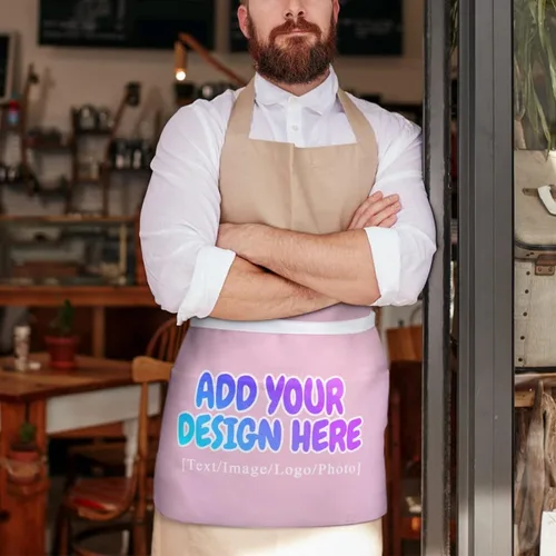 Vista 51 de AXKEUDO Delantal personalizado con bolsillos, delantales de cintura para camarera para cocinar en casa, restaurante, servir trabajo