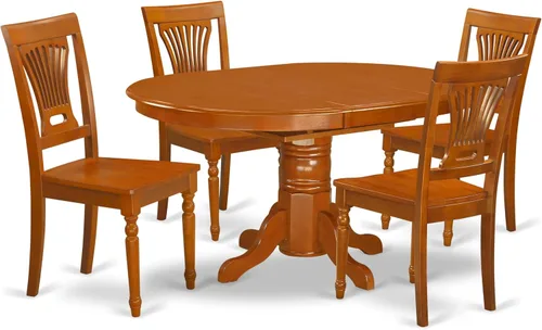 Vista 15 de East West Furniture AVPL5-BCH-W - Juego de mesa de cocina de 5 piezas para 4 personas, incluye una mesa de comedor ovalada con hoja de mariposa y 4