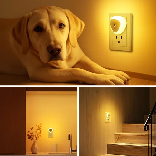 Vista 6 de KINUR Lámpara de Luz Nocturna LED con Sensor Inteligente de Atardecer a Amanecer, Luz Nocturna Ámbar Naranja de 0.5W que se Enchufa a la Pared
