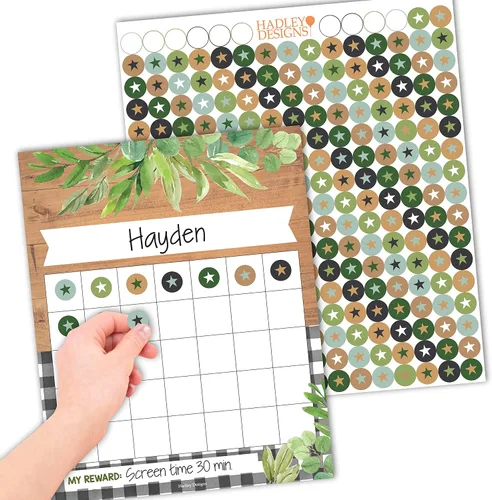 Vista 10 de Hadley Designs Tabla de calcomanías para el comportamiento de los niños en casa - Tabla de recompensas de calcomanías para niños, gráficos