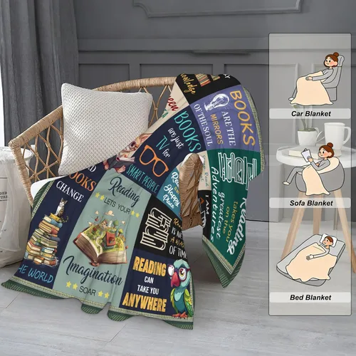 Vista 3 de Regalos para Amantes de los Libros para Mujeres, Regalos de Bibliotecaria para Mujeres, Ideas de Regalos para Club de Lectura, Manta de Lectura